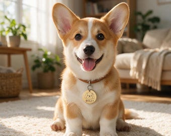 Minimalist personalized Dog ID Tag: Custom Engraved Pet Name Tag