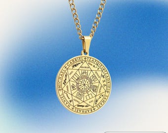 Gold and Silver Seal of 7 Archangels Necklace - Spiritual Protection Amulet