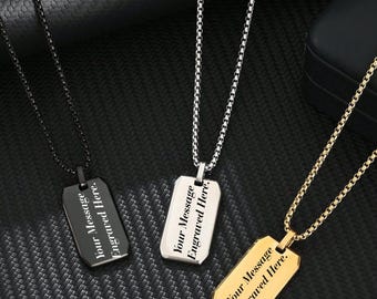 Custom Engraved Dog Tag Necklace -  Military Pendant