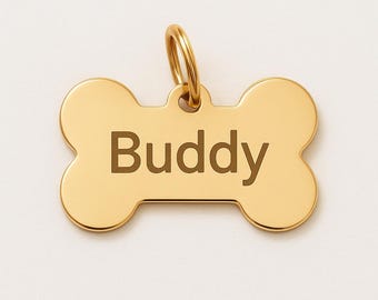 Personalized Bone Dog Tag: Engraved Pet ID Dog Cat Gift