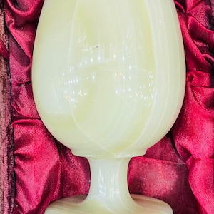 Hand-Carved Onyx Stone Goblet | Natural Onyx Wine Glass | Decorative Stone Cup with Velvet Gift Box