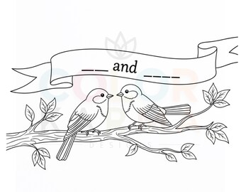 Coloriage de tourtereaux : oeuvre d'art harmonie pour couples (Téléchargement numérique, fichier PDF/PNG)