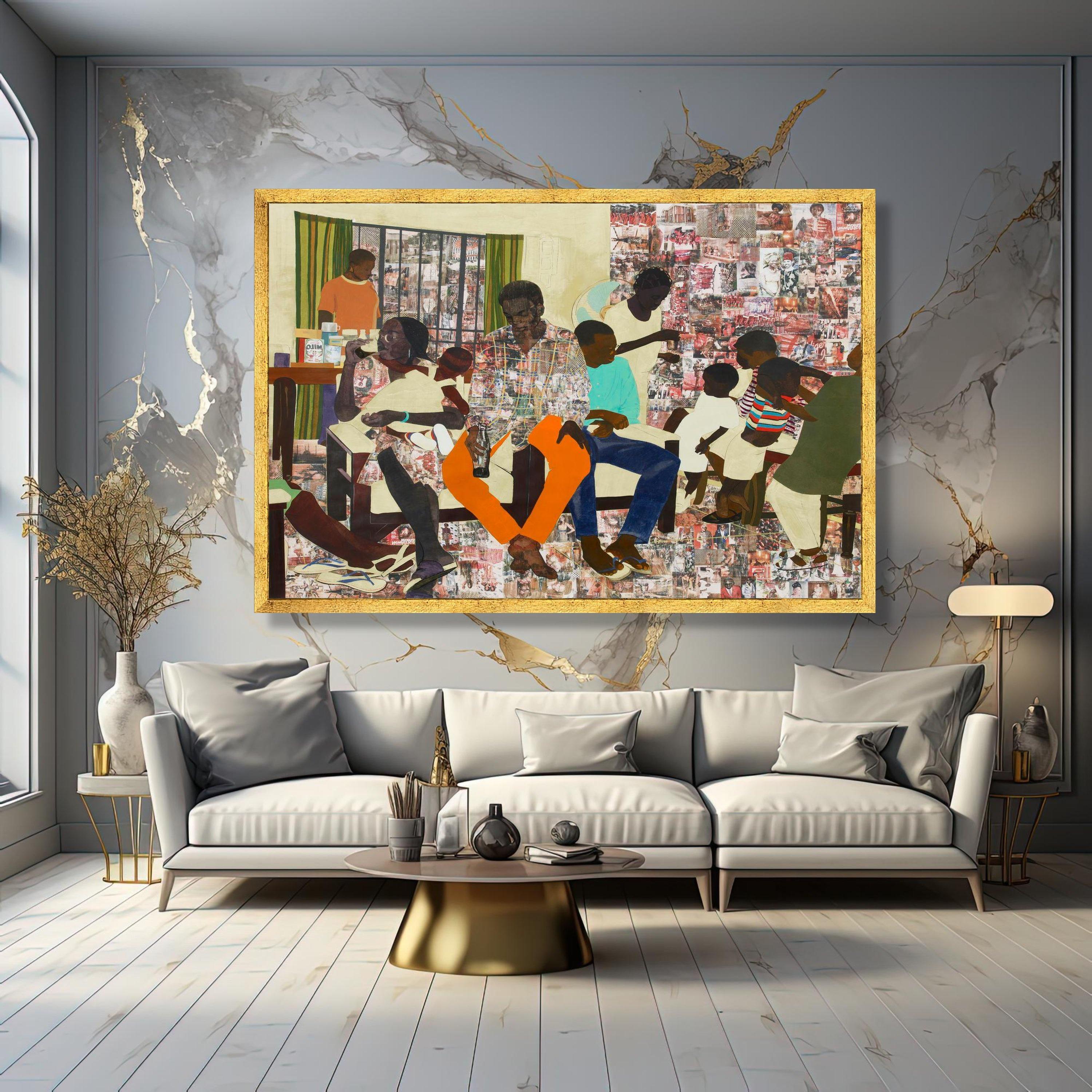 Njideka Akunyili Crosby Family Gathering Canvas, African Contemporary ...