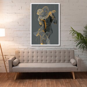 Elegant Couple Dancing Canvas, Modern Line Art Wall Decor, Romantic Ballroom Dance Silhouette, Contemporary Home Decoration, Ready to Hang image 5