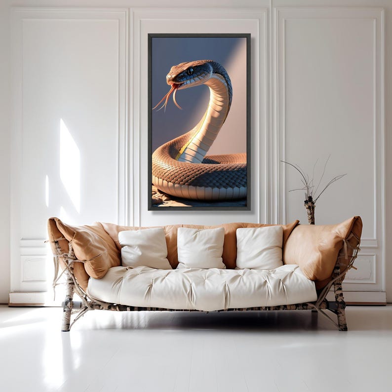 Realistic Snake Close-Up Canvas, Serpent Wall Art, Nature Wildlife Canvas, Animal Home Decoration, Reptile Art Print image 3
