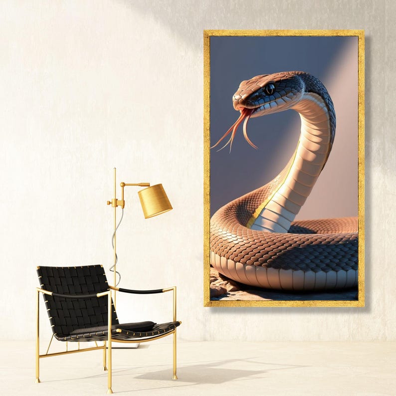 Realistic Snake Close-Up Canvas, Serpent Wall Art, Nature Wildlife Canvas, Animal Home Decoration, Reptile Art Print image 2