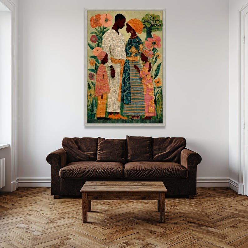 African Family Portrait Canvas, Njideka Akunyili Crosby Art, Vibrant ...