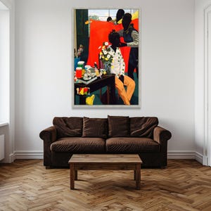 Kerry James Marshall Scene, Figurative Canvas Wall Art, Modern Black Art Vibrant Home Decor Canvas, Contemporary Figurative Artwork image 4