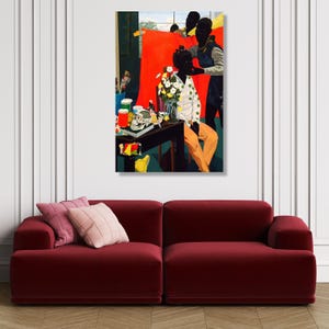 Kerry James Marshall Scene, Figurative Canvas Wall Art, Modern Black Art Vibrant Home Decor Canvas, Contemporary Figurative Artwork image 6