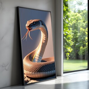 Realistic Snake Close-Up Canvas, Serpent Wall Art, Nature Wildlife Canvas, Animal Home Decoration, Reptile Art Print image 1