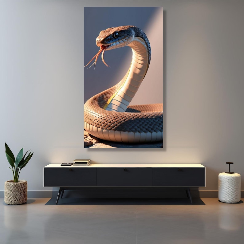 Realistic Snake Close-Up Canvas, Serpent Wall Art, Nature Wildlife Canvas, Animal Home Decoration, Reptile Art Print image 6