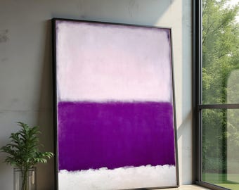 Abstract Purple and White Canvas, Mark Rothko Art, Modern Minimalist Wall Decor, Color Block Canvas Contemporary Home Decoration