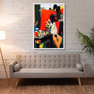 Kerry James Marshall Scene, Figurative Canvas Wall Art, Modern Black Art Vibrant Home Decor Canvas, Contemporary Figurative Artwork image 5