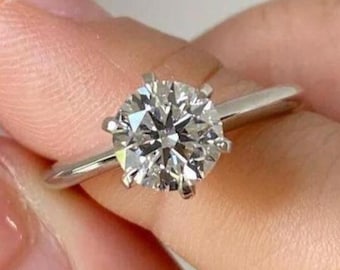 2.00 CT Round Brilliant Cut Moissanite Solitaire Engagement Ring with Knife Edge Shank