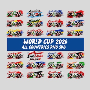 May include: A collection of colorful soccer-themed graphics featuring flags and the text "2026" and country names. The image includes the text "WORLD CUP 2026 ALL COUNTRIES PNG SVG".