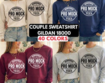 Gildan 18000 Sweatshirt Mockup Bundle, Couple Mockups, 40 Colors (Digital Download)