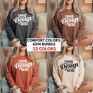 Comfort Colors C6014 Long Sleeve Shirt Mockup | Real Model (JPG Files)