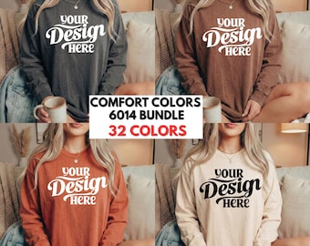 Comfort Colors C6014 長袖シャツ モックアップ | 実寸大モデル (JPG ファイル)