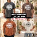 Comfort Colors 1717 Mockup Bundle | 46 Pigment Dyed Men's T-Shirt Colors