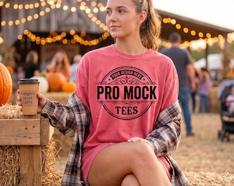 Watermelon Comfort Colors 1717 T-Shirt Mockup | Cozy Autumn | POD Mockup | Fall Color, Lifestyle Photo