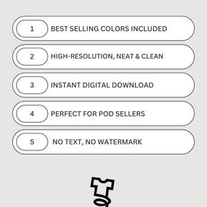 May include: A graphic with the text "KEY FEATURES" and a star icon. Features include best-selling colors, high-resolution, instant digital download, and no watermark. The ProMock-Tees logo is at the bottom.
