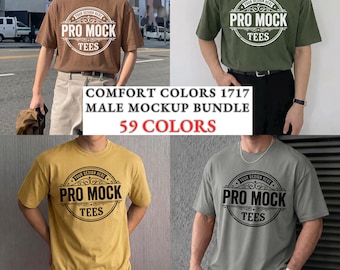 Lot de maquettes de t-shirts pour homme 1717 Comfort Colors | 65 couleurs, 4 styles
