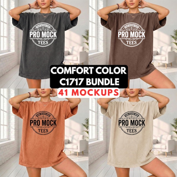 Comfort Colors 1717 Mockup Bundle | 42 Garment Dyed T-Shirt Mockups (Digital Download)