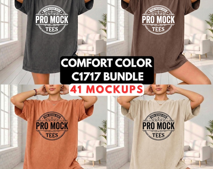 Featured listing image: Comfort Colors 1717 Mockup Bundle | 42 Colors | Garment Dyed T-Shirt Mockups | Digital Download |