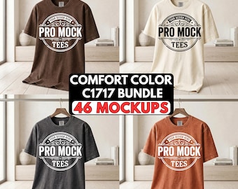 Comfort Colors 1717 Mockup Bundle | 46 Folded Flat Lay Tees (Digital Download)