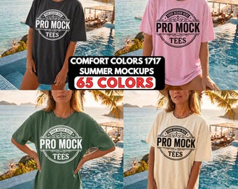 Comfort Colors 1717 Mockup Bundle | Beach Lifestyle Oversized T-Shirt (Digital Download)