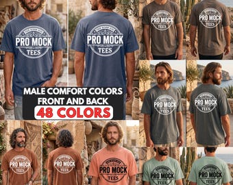 Comfort Colors 1717 Mockup Bundle | 48 Colors Front Back Oversized T-Shirt (Digital Download)