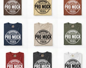 Comfort Colors 1717 Folded T-Shirt Mockup, 46 Colors, Flat Lay POD (Digital Download)