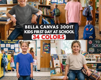 Bella Canvas 3001T Kids Mockup Bundle | 34 Colors, Boy Girl Models (Digital Download)