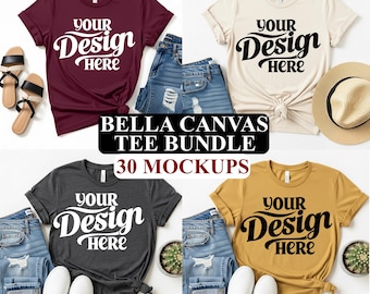 Bella Canvas 3001 Mockup Bundle, 30 Colors (Digital Download)