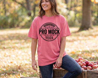 Crunchberry Comfort Colors 1717 T-Shirt Mockup | Cozy Autumn | POD Mockup | Fall Color, Lifestyle Photo