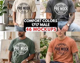 Comfort Colors 1717 Male Mockups | 46 Garment-Dyed Tee Mockups (Digital Download)
