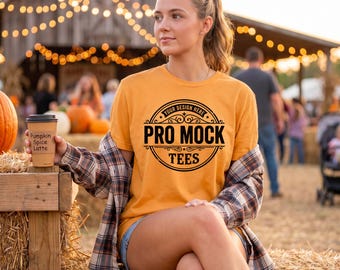 Citrus Comfort Colors 1717 T-Shirt Mockup | Cozy Autumn | POD Mockup | Fall Color, Lifestyle Photo