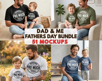 Dad and Me T-Shirt Mockup Bundle | Bella Canvas 3001, 51 Colors (Digital Download)