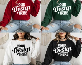 Gildan 18000 Sweatshirt Mockup Bundle | 30 Colors | Crewneck Mockups | Digital Download