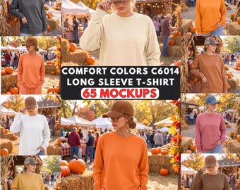 Comfort Colors C6014 Long Sleeve Mockup | Pumpkin Patch Lifestyle (Digital Download)