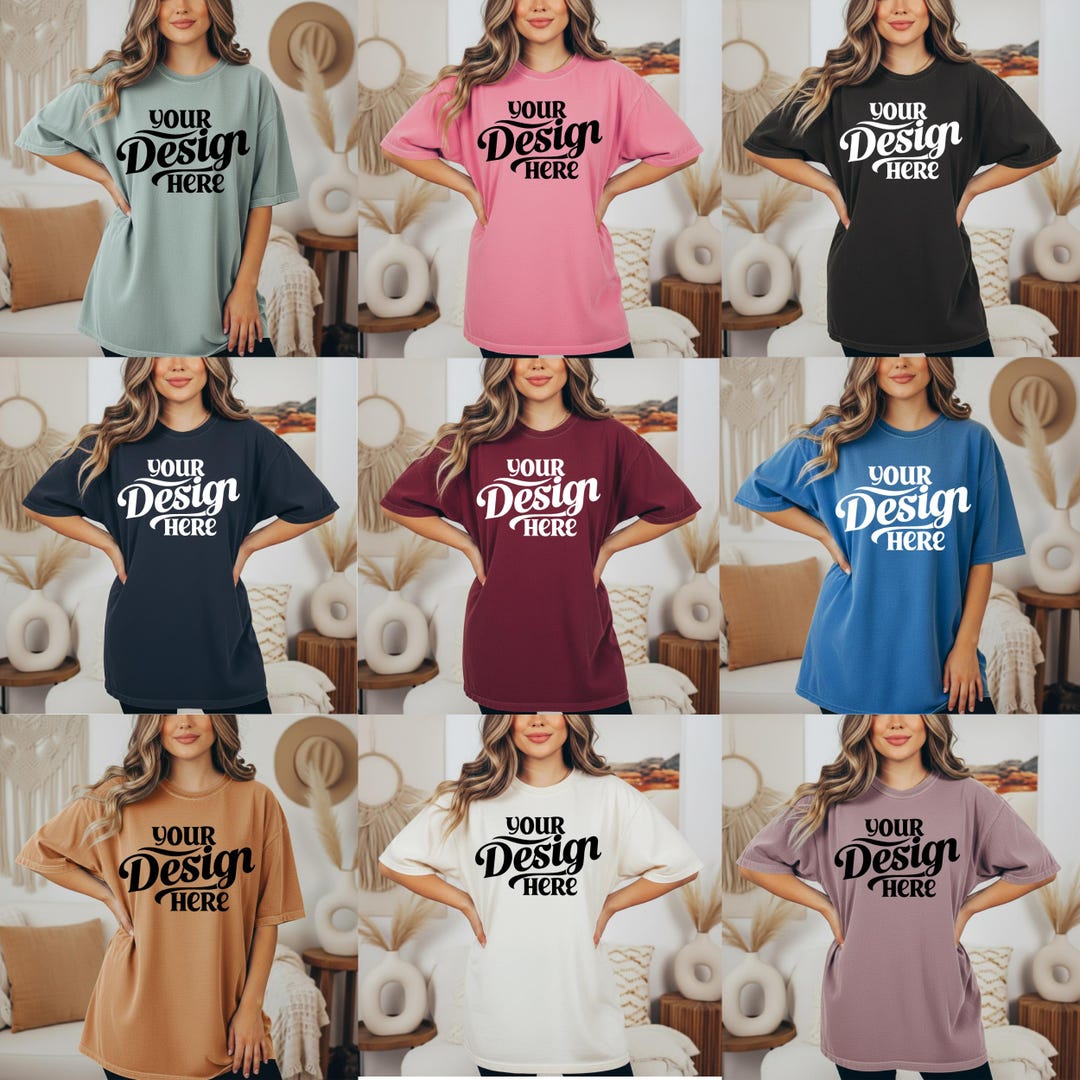 Comfort Colors 1717 Mockup Bundle | Oversized Boho Tee Templates ...