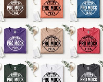 Lot de maquettes de t-shirt Gildan 64000 | Mise à plat, 65 couleurs (téléchargement numérique)
