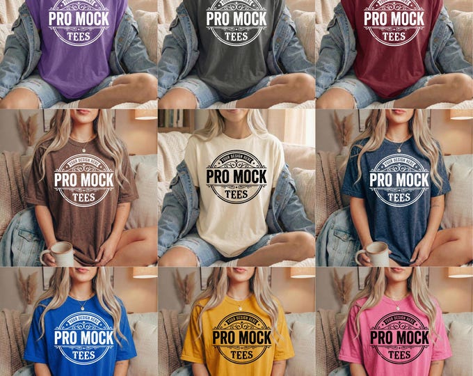Featured listing image: 36 Colors Bella Canvas 3001 Mockups | Lifestyle T-Shirt Mockups | Digital Download