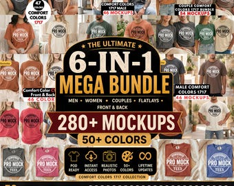 Comfort Colors 1717 Mockup Bundle, 280+ T-Shirt Mockups (Instant Download)