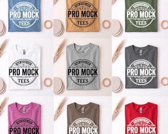 Gildan 5000 Folded Flatlay Mockup Bundle | 73 Colors, POD Product Photos (JPG Download)