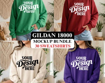 Gildan 18000 Sweatshirt Mockup Bundle – POD Apparel Template (Digital Download)