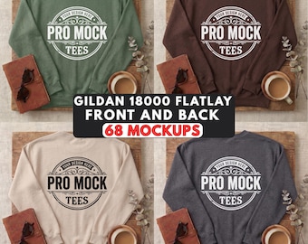 Gildan 18000 Sweatshirt Mockup Bundle | Front & Back Flat Lay (Digital Download)