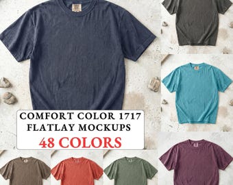 Comfort Colors 1717 Mockup Bundle | Oversized Boho Flatlay Tees (Digital Download)
