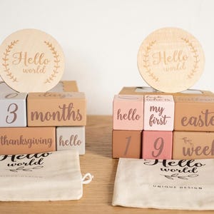 Baby Milestones Wooden Milestones Blocks Newborn Baby Toy Babyshower Unique gift keepsake decorative blocks Baby Monthly Blocks Baby Playset