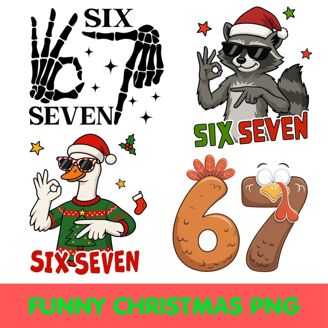 Funny Christmas Meme Six-seven Png Bundle, Santa Say 67 Clipart, Print ...